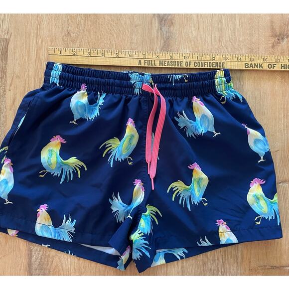 Mens Chubbies 4" Inseam Blue Rooster Swim Trunks size M - Picture 6 of 7